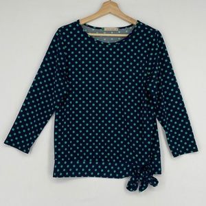 Coco's CloZet Womens Medium Navy Blue and Green Polka Dot Pullover Knit Top